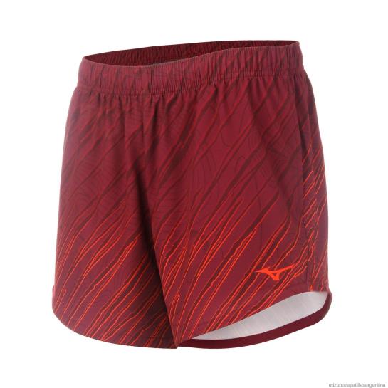 Pantalón corto de running imprimible de 5" con forro mujer 4H0PZ259 vestir corteza-ciruela roja (pr49) Mizuno Sports