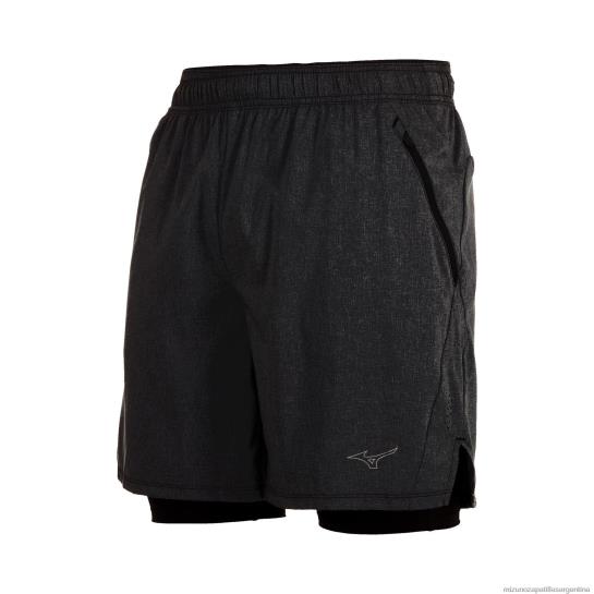 pantalón corto de running 2 en 1 alpha eco de 7" hombres 4H0PZ311 vestir negro(9090) Mizuno Sports