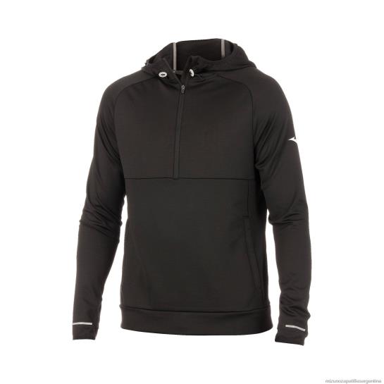 sudadera con capucha para correr infinito hombres 4H0PZ205 vestir negro(9090) Mizuno Sports