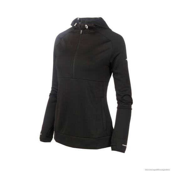 sudadera con capucha para correr infinito mujer 4H0PZ218 vestir negro(9090) Mizuno Sports