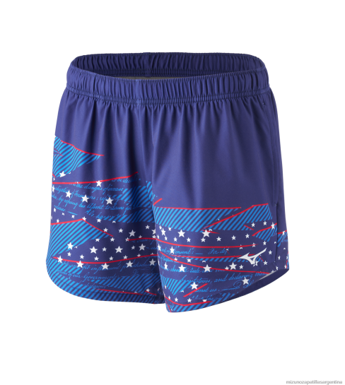 Pantalón corto de running imprimible de 5" con forro mujer 4H0PZ257 vestir melocotón-azul (sm01) Mizuno Sports