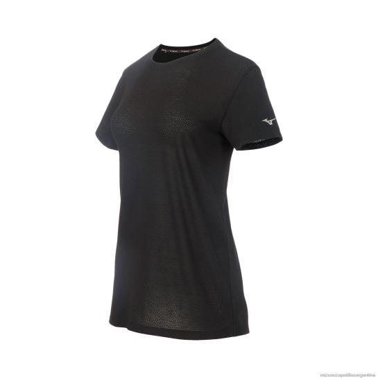 camiseta para correr de manga corta infinita mujer 4H0PZ228 vestir negro(9090) Mizuno Sports