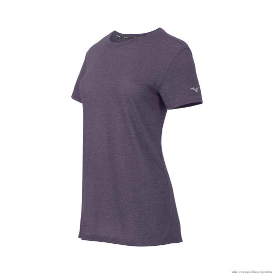 camiseta para correr de manga corta infinita mujer 4H0PZ229 vestir azul marino(5151) Mizuno Sports