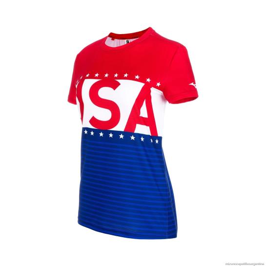 manga corta para correr imprimible mujer 4H0PZ247 vestir patriota azul (sm64) Mizuno Sports