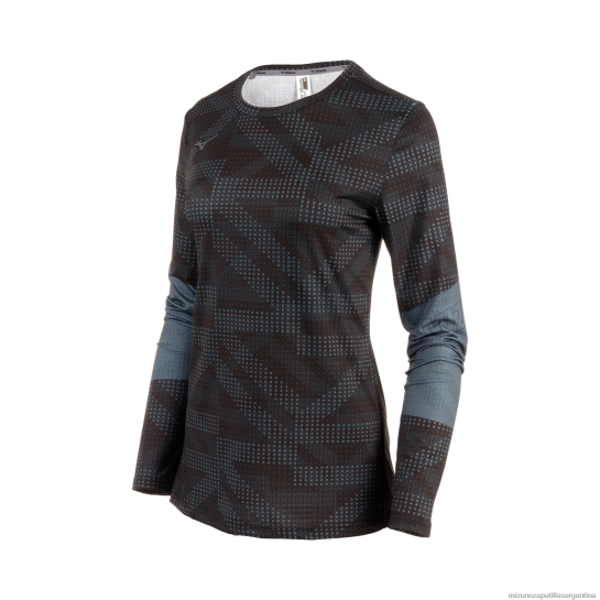 manga larga para correr imprimible mujer 4H0PZ248 vestir negro(9090) Mizuno Sports