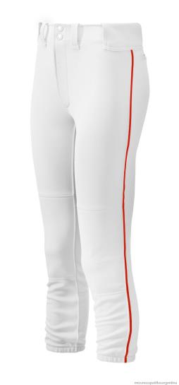 pantalón de softbol con ribetes y cinturón mujer 4H0PZ1891 vestir blanco-rojo(0010) Mizuno Sports
