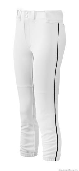pantalón de softbol con ribetes y cinturón mujer 4H0PZ1894 vestir blanco-negro(0090) Mizuno Sports