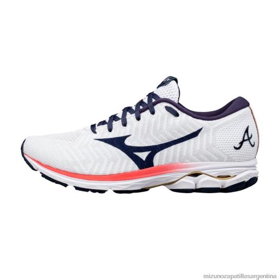 picar en waveknit r2 unisexo 4H0PZ184 zapatos blanco-azul marino(0051) Mizuno Zapatillas