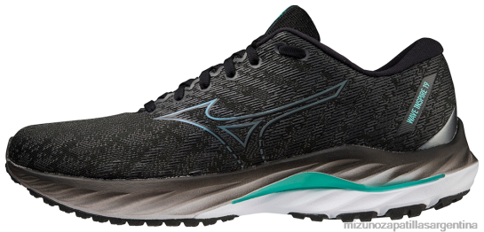 zapatillas para correr wave inspire 19 2e hombres 4H0PZ49 zapatos negro-gris metalizado(90mg) Mizuno Zapatillas