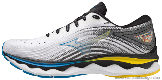 zapatillas para correr wave sky 6 hombres 4H0PZ74 zapatos blanco-ciberamarillo(0034) Mizuno Zapatillas
